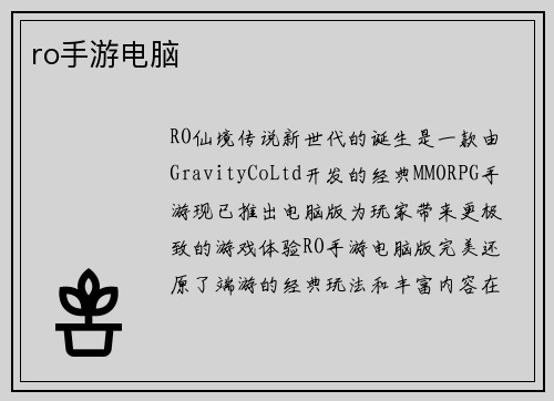ro手游电脑